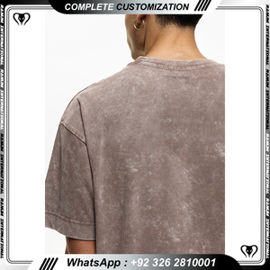 Camiseta de lavado ácido de algodón pesado de alta calidad, ropa de calle gráfica Vintage personalizada para Patrón de impresión de Fitness - Product Image 4