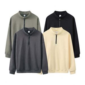 OEM Custom Polyester/Cotton Pullover 1/2 <b>Half</b> <b>Zip</b> <b>Sweatshirt</b> For <b>Men</b> Solid Pattern All Colors Available Custom Logo Low MOQ - Product Image 2