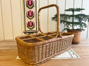 Vintage <b>Wicker</b> Rattan Eco-Friendly Handmade Storage <b>Baskets</b> Bottle <b>Basket</b> <b>Handle</b> Modern Multifunction Design Artex Green Earth - Product Image 2