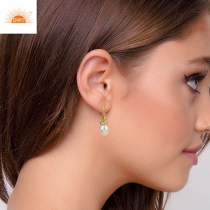 Best Selling 18k Flash Gold Plated Fine Sterling Silver Freshwater Pearl <b>Dangle</b> <b>Earring</b> For Women Custom Jewelry Manufacturer - Product Image 4