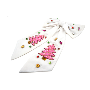 Accessoire pour cheveux en forme de nœud, design sapin de Noël avec perles de rocaille, nœuds artisanaux pour femmes et filles, directement d'Inde - Product Image 6