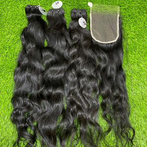 Extensiones de cabello humano natural indio Máquina sin procesar Paquetes de cabello de trama doble con pago de PayPal aceptado - Product Image 1