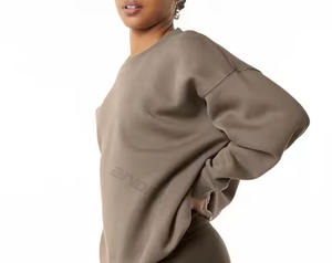 เสื้อมีฮู้ดผ้าฟลีซสตรีทแวร์ผ้าคอตตอนโอเวอร์ไซส์พิมพ์ลายเสื้อฮู้ดผ้าถักสำหรับผู้หญิง - Product Image 2