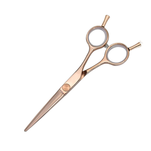 Tijera de peluquería profesional, tijera de pelo de salón de belleza de acero inoxidable con revestimiento de oro rosa con reposapiés extraíble Doble - Product Image 4