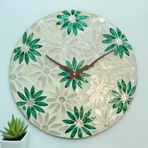 Antique mother of pearl inlay <b>clock</b> living room lounge MOP shell wall <b>clocks</b> for home decoration - Product Image 4