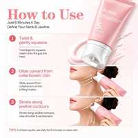 Crème pour le cou au collagène PDRN avec masseur intégré, peptides, céramides, raffermissante, hydratante, soin du cou, de la ligne de la mâchoire et du décolleté GZ