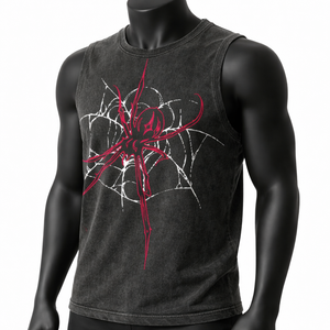 Camiseta sin mangas unisex vintage, 100% algodón peinado, 275 g/m², calidad lavada con ácido, estampado teñido por inmersión, corte holgado, para hombre y mujer - Product Image 3