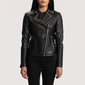 Respirant de haute qualité femmes moto veste mode Style décontracté fermeture éclair veste en cuir avec coton remplissage traitement brut - Product Image 1