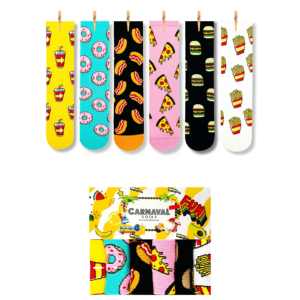 Juego de 6 Calcetines con Diseño de Comida Rápida, Transpirables, Desechables, de Nailon, Talla Única, con Lindos Bordados y Estampados Jacquard para Invierno - Product Image 1
