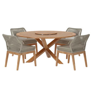 Ensemble de meubles d'extérieur modernes et minimalistes en bois de teck table et chaise naturelles durables pour villa appartement hôtel utilisation - Product Image 1