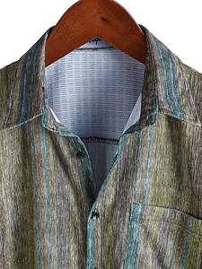 Men's New Fashion <b>Summer</b> Striped Button Knit polo <b>Shirts</b> Short Sleeves Vintage Tops <b>Shirts</b> Men - Product Image 3