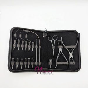 Kit d'outils capillaires en acier inoxydable très vendu pour étudiants, comprenant des pinces, un outil à boucles, des pinces à cheveux, des ciseaux, une bague de séparation - Pour - Product Image 1