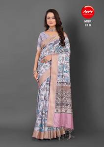 ผ้าส่าหรีเนื้อนุ่มผสมผ้าไหมที่สง่างามน้ำหนักเบาแวววาวเหมาะสำหรับงานแต่งงานเทศกาลสวมใส่แบบดั้งเดิมและสวยงาม - Product Image 4