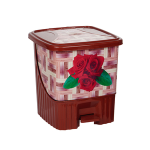 Poubelle à pédale carrée imprimée en rotin à usage durable 8001-1 Poubelle de cuisine durable et sûre à utiliser Poubelle à pédale 13 gallons - Product Image 3