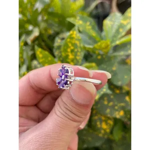 Bague florale en argent 925 avec améthyste naturelle, plaqué or rose et or 18 carats, incrustation tendance en forme de lune, certifiée IGI, bijou cadeau - Product Image 3