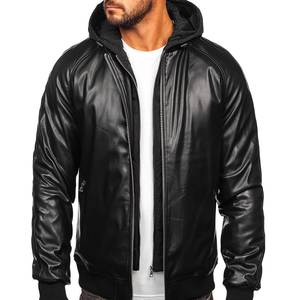 Nueva chaqueta de cuero de motorista 2025 para hombre, chaqueta de bombardero de cuero para hombre, chaqueta de cuero para motocicleta - Product Image 1