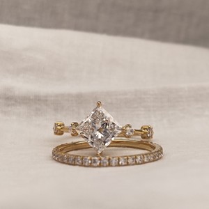 Bague de fiançailles en diamant Moissanite coupe princesse Vintage pour femme 14K/18K or jaune alliance éternité bijoux fins pour IGI - Product Image 2