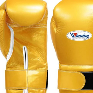 Gants de boxe professionnels en cuir doré avec fermeture velcro au poignet, gants d'entraînement et de sparring pour hommes et femmes - Product Image 2
