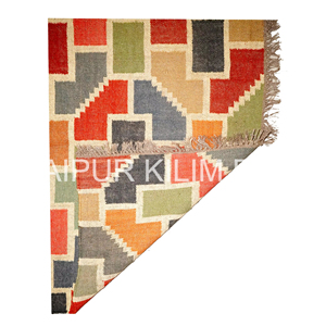 Hand-Woven Jute Wool Kilim Area Rug for Living Room Bedside Kitchen All Sizes Available at Factory Price - Product Image 1