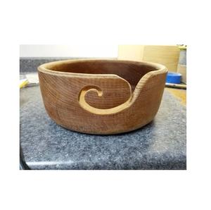 Bol en fil de bois naturel fait à la main avec trou de stockage à la mode support de couture pour tricot et crochet - Product Image 1