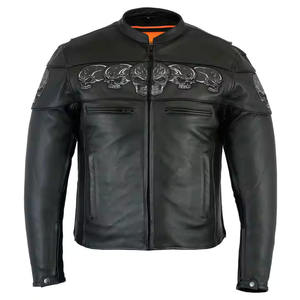 Chaqueta universitaria Letterman con cuello levantado de cuero genuino personalizada para hombre, venta al por mayor para montar en motocicleta - Product Image 4