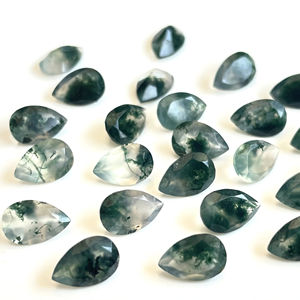 Agate Mousse Naturelle de Qualité Supérieure 5x7mm Poire Facettes Qualité Supérieure-Agate Mousse Libre Qualité Supérieure - Product Image 1