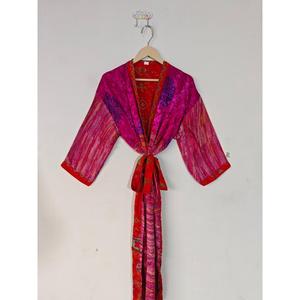 Automne printemps Robe thermique vêtements de nuit de maternité en soie recyclée avec couverture de Bikini de plage Kimono d'été Sari robe de chambre encastrée - Product Image 2