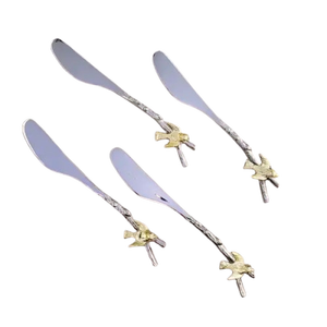 Shining Gold Brass Handle Cheese Set Stainless Steel <b>Mirror</b> Polished Cheese Slicer and Knife Set for Home and Hotels - Product Image 1