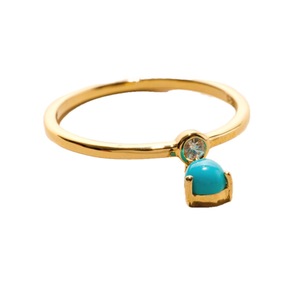 S925 Sterling <b>Silver</b> 14K Gold Plated Turquoise CZ <b>Ring</b> Minimalist Adjustable Custom Jewelry OEM ODM for Women Gift Retail - Product Image 1