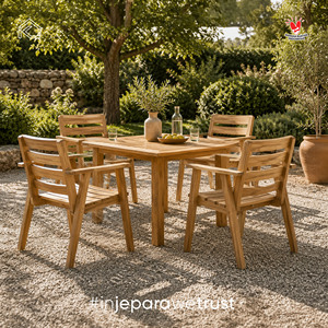Modern Solid Teak Wood Comfortable Outdoor <b>Armchair</b> Scandinavian Villa <b>Dining</b> Chair Handmade Jepara Indonesia - Product Image 1