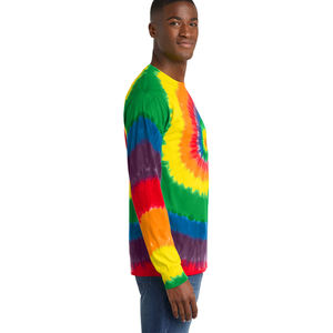 Camiseta de Manga Larga con Estampado Tie Dye Personalizado |   Camiseta de Moda para Hombre |   Diseño Espiral Colorido |   Fabricante de Ropa OEM/ODM - Product Image 4
