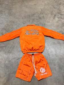 Ensemble de survêtements de style de rue d'été pour hommes en deux pièces coupe-vent et short avec logo personnalisé respirant coupe-vent imprimé de grande taille - Product Image 3