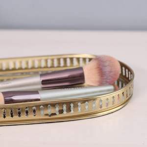 Wholesale Custom Gold-Plated Oval Glass <b>Mirror</b> Serving <b>Tray</b> Modern Design 28x16cm-for Decorative Vanity Perfume Eid Wedding Gift - Product Image 3