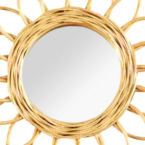 Forme de soleil de miroir de rotin Atharwa de qualité supérieure avec le brun naturel pour la décoration murale - Product Image 2