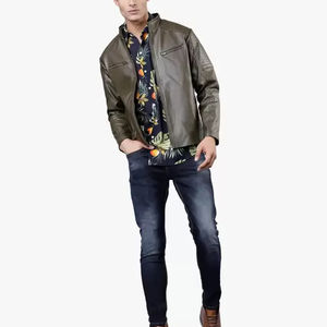 Chaqueta de cuero de invierno de alta calidad para hombres y cuello redondo elegante para ropa de calle chaqueta al por mayor para hombres OEM personalizado - Product Image 2