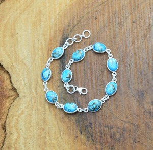 Pulsera clásica joyería para mujer plata estilo bohemio joyería 925 plata esterlina turquesa piedra preciosa pulsera hecha a mano regalo - Product Image 2