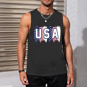 100% poliéster personalizado liso peso pesado transpirable camiseta sin mangas de lujo personalizado estampado antiarrugas logo cuello redondo en blanco Top Oversize hombres - Product Image 2