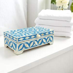 Joyero Rectangular Artesanal con Incrustaciones de Hueso, Diseño Sólido, Estilo Clásico, Impresión en Relieve para Decoración de Hogar de Lujo - Product Image 3