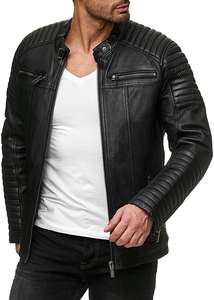 Chaqueta de moto de piel de oveja Unisex de moda con diseño minimalista moderno patrón de camuflaje costura duradera ecológica - Product Image 4