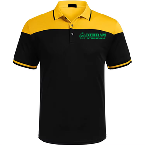 เสื้อโปโลชายสีดำเหลืองแบรนด์ Behram International แขนสั้น ทรงปกติ พิมพ์ลายโลโก้ด้านหน้า สวมใส่สบายๆ ได้ทั้งชายและหญิง สีพื้น - Product Image 1