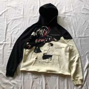 Conjunto de sudadera de dos piezas para hombre, Conjunto de sudadera de dos piezas con parche bordado desgastado, pantalones de chándal y sudadera con diamantes de imitación lavados con ácido - Product Image 5