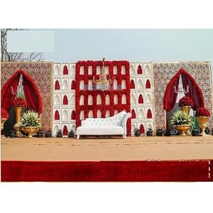Decoración de Escenario para Bodas con Temática Jharokha al Aire Libre, Escenario de Recepción de Boda Tradicional Fusion, Decoración de Escenario para Bodas con Temática Árabe al Aire Libre - Product Image 1