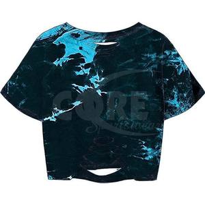 En gros Personnaliser Femmes Crop Top Casual Streetwear Imprimé Tie Dye Respirant À Manches Courtes Débardeurs - Product Image 2