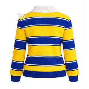 Wholesale Greek Sigma Gamma Rho Sorority Clothing Long Sleeve Deep V-Neck Striped Pullover Sweater <b>Cardigan</b> - Product Image 2