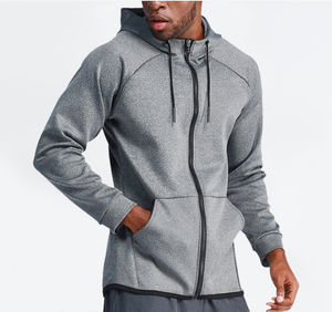 Sudadera con capucha atlética de manga larga con cremallera para hombre, sudaderas para correr, entrenamiento, Fitness, Sudadera con capucha de secado rápido - Product Image 4