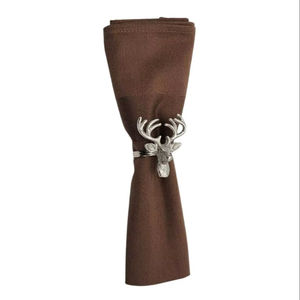 Anillo de Servilleta de Reno de Metal Plateado Brillante que Ofrece una Presentación Elegante para Eventos de Cena de Invierno - Product Image 1
