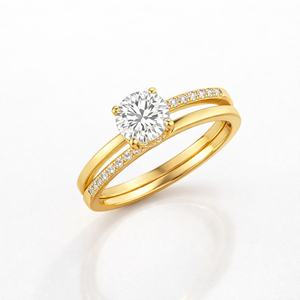 แหวนทอง 18K ประดับเพชรโมอิสซาไนต์ทรงกลม แหวนหมั้นโมอิสซาไนต์สุดหรู - Product Image 2