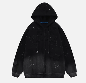 2024 OEM haute qualité soleil effet fondu détresse sweat à capuche brodé hommes zip up sweat à capuche hommes sweat à capuche personnalisé - Product Image 3