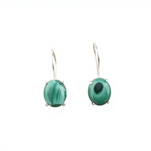 Boucles d'oreilles pendantes en malachite verte véritable, fabriquées à la main en Inde, en argent sterling 925, luxe, unisexe, pour les fêtes - Product Image 6