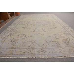 Alfombra turca Vintage Beige de 3,8x9 pies, estilo bohemio, diseño de retazos de lana hecho a mano, respaldo de látex para pasillo Rectangular de cabecera - Product Image 2